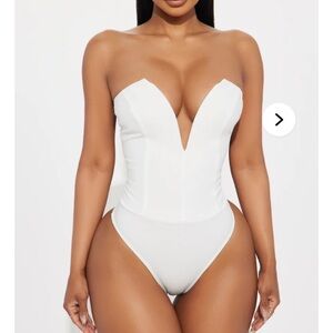 Fashion Nova White Strapless Bodysuit